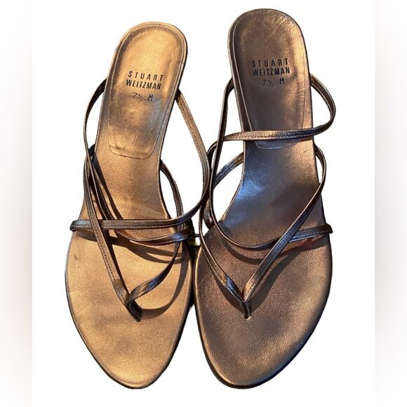 Stuart Weitzman women’s size 7.5 copper color strappy sandal shoes - Picture 1 of 5